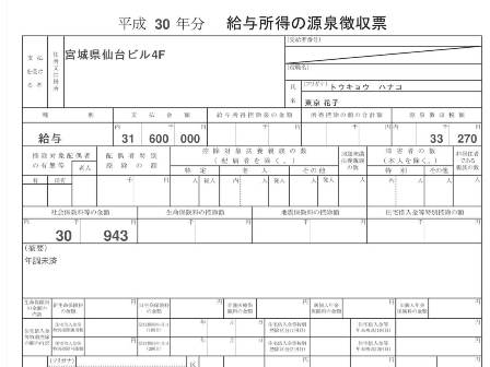 退職者の源泉徴収票