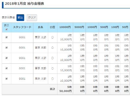 金種一覧表