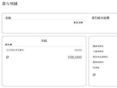 賞与明細書(1名分)